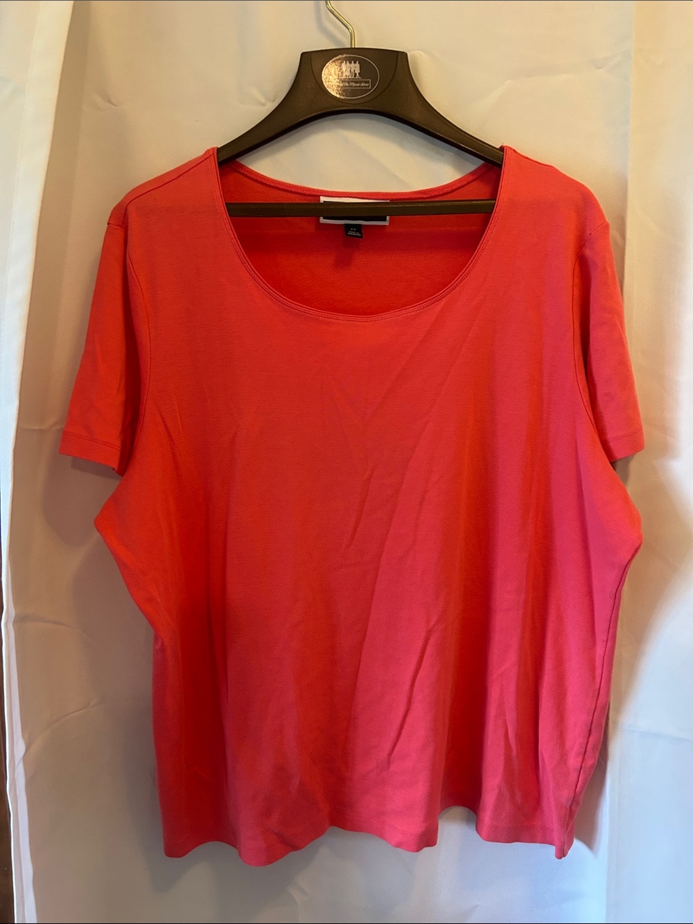 Karen Scott Coral Scoop Neck Short Sleeve Tee